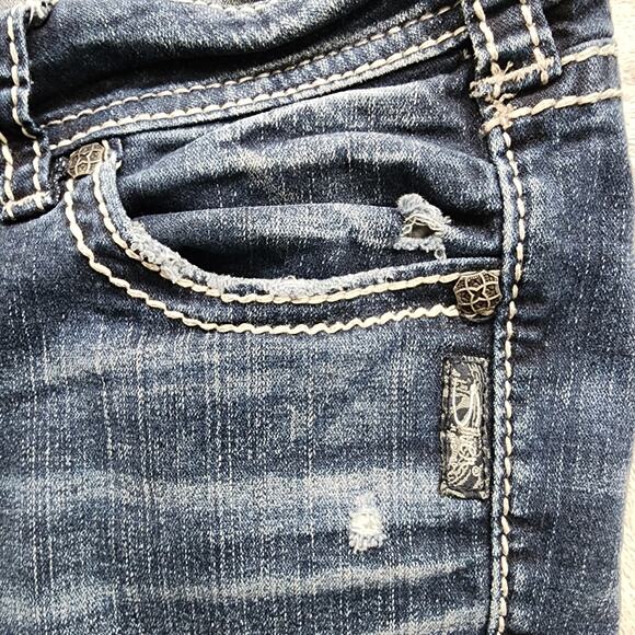 Silver Jeans Women W29/L22 1/2 Blue Dark Wash Suki Mid Capri Fluid Stretch Denim - Picture 3 of 15